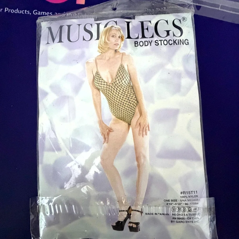 Music Legs Body Stocking Womens One Size Multicolor Striking Leopard Print